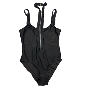 Black Zipper Front Bodysuit